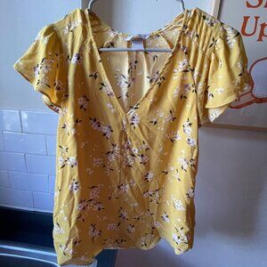 Yellow Floral Work Shirt
